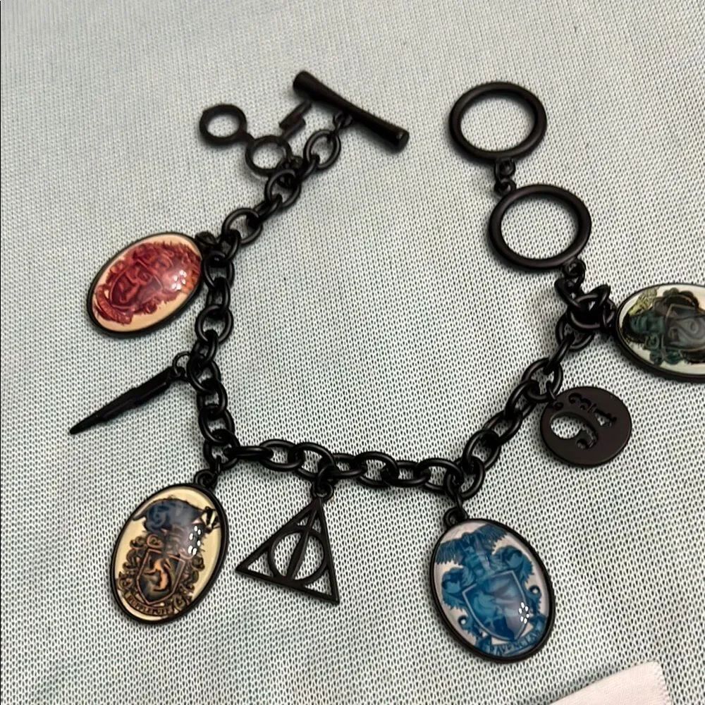 Black Charm Bracelet with Colorful Pendants